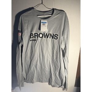 Cleveland Browns Shirt Adult Medium Gray‎ Long Sleeve Nike Salute To Service